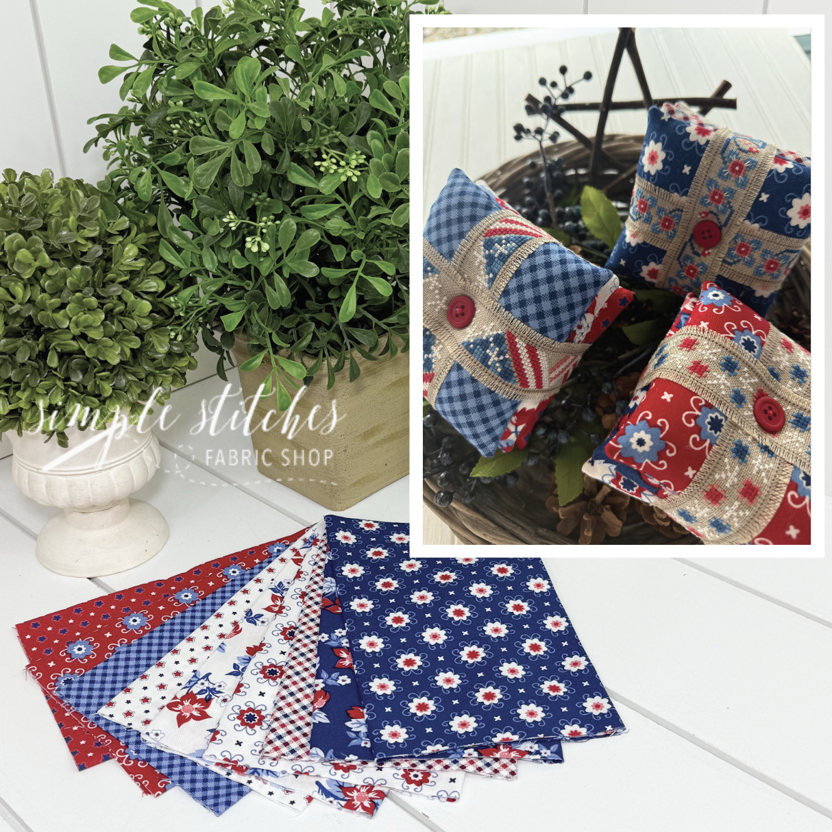 That’s a Wrap Patriotic Collection - Hands On Design & Summer House Stitch Workes- Simple Bundle (9) Fat 1/8 Bundle