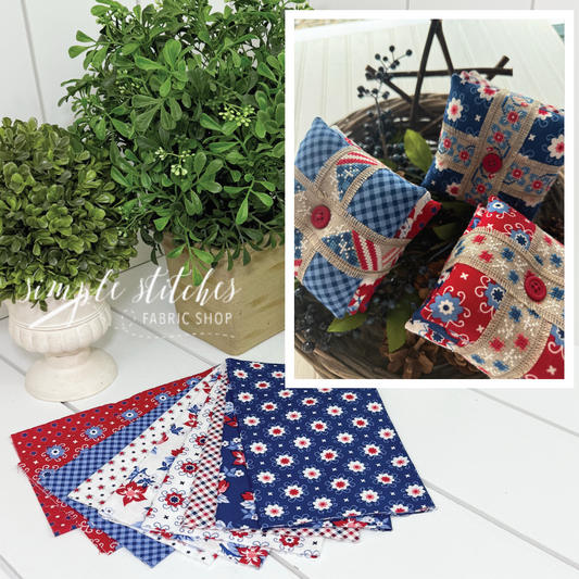 That’s a Wrap Patriotic Collection - Hands On Design & Summer House Stitch Workes- Simple Bundle (9) Fat 1/8 Bundle
