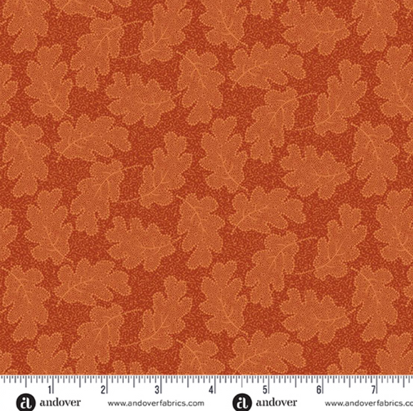 Autumn Woods Oakleaf Camp Fire Yardage for Andover - A-1547-O - PRICE PER 1/2 YARD