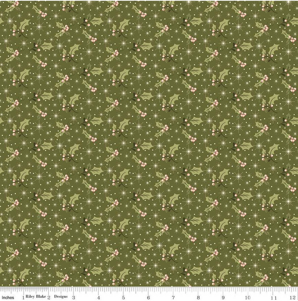 Glisten Holly Green Yardage for RBD - C16224 GREEN - PRICE PER 1/2 YARD