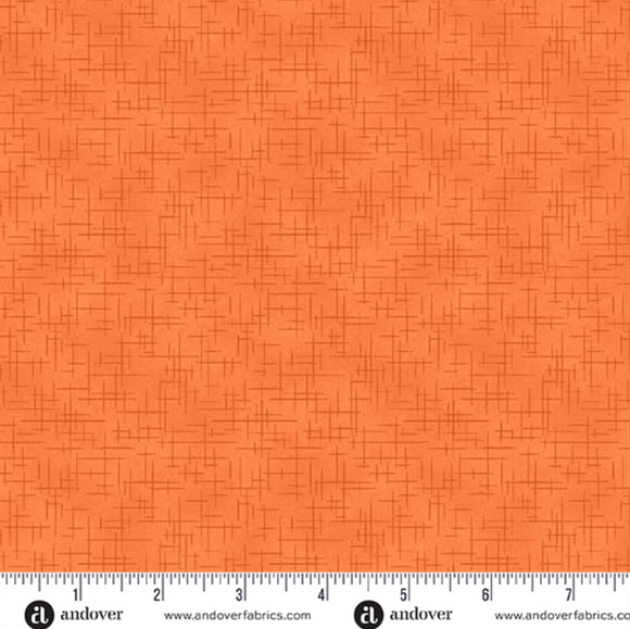 Retro Stitch Tangerine Yardage for Andover - A-1527-LO - PRICE PER 1/2 YARD