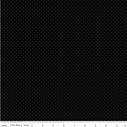 American Jane Pindots Black Yardage for RBD- C840 BLACK - PRICE PER 1/2 YARD