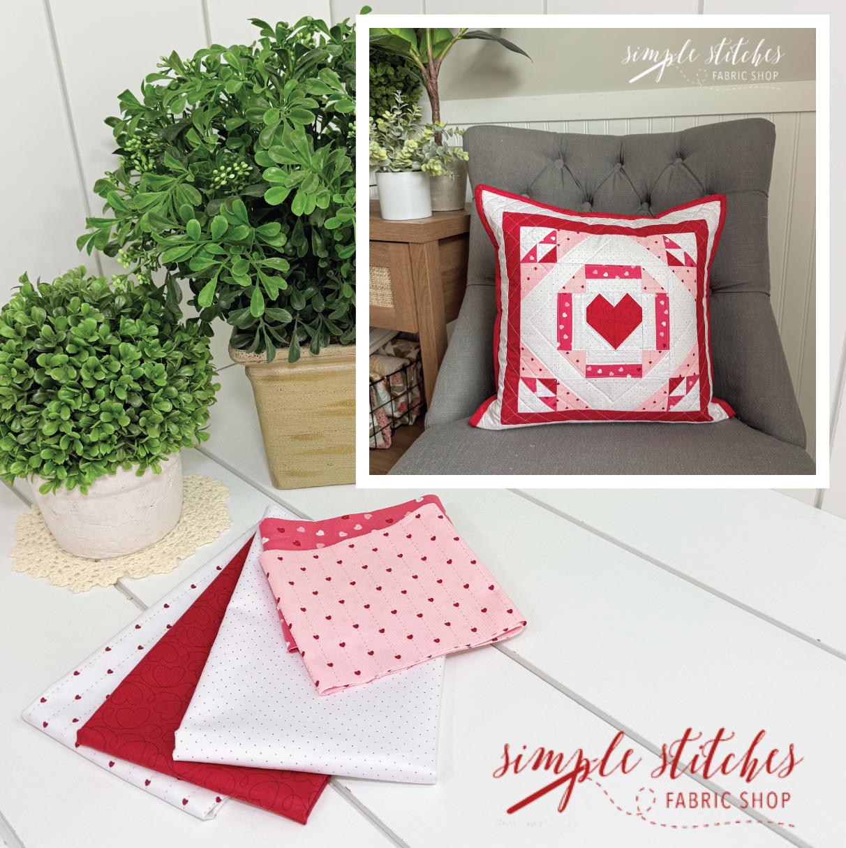 Sweetheart Pillow - Tone on Tone Red