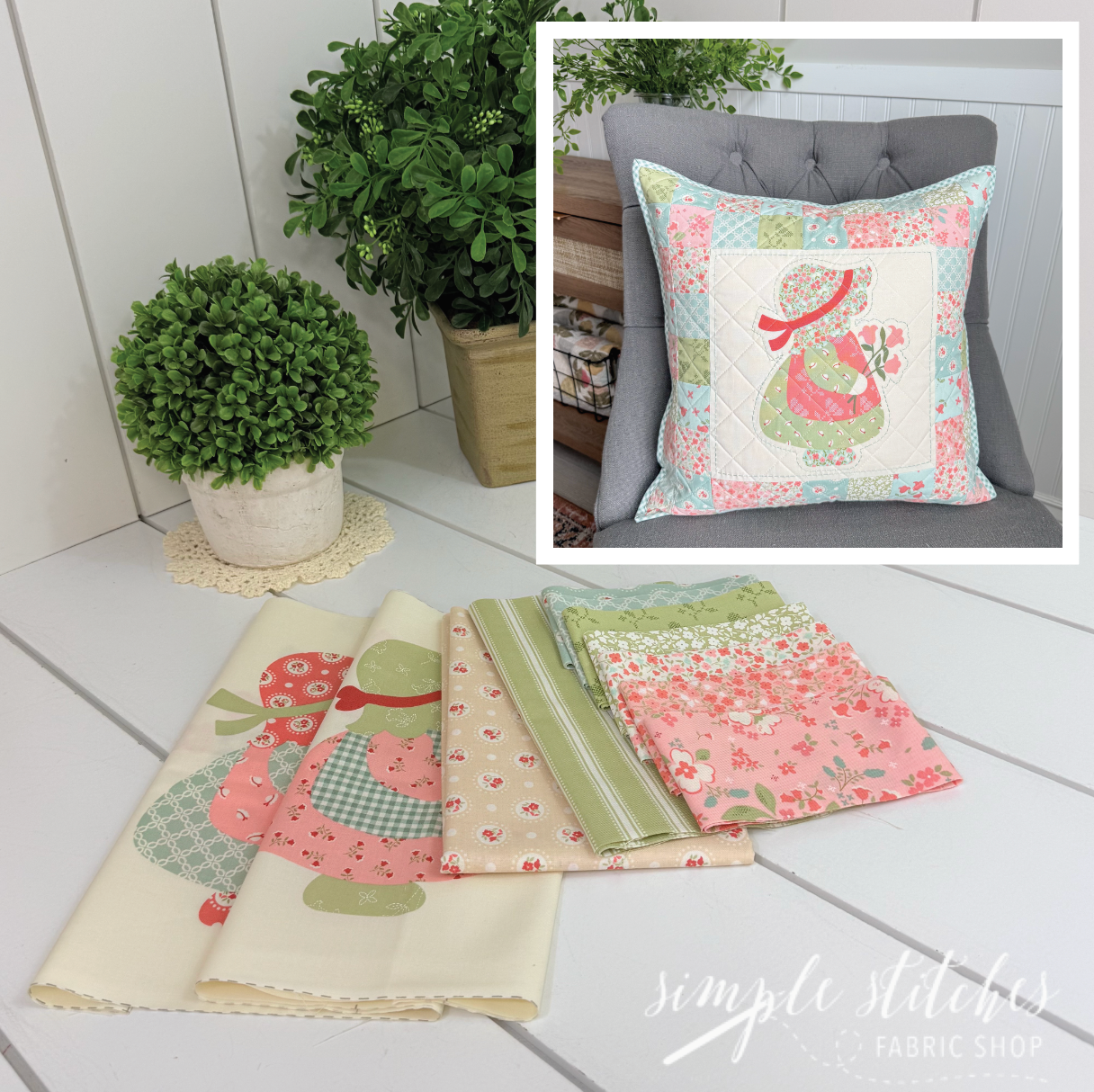 Sunbonnet Bloom & Grow Pillow Kit - Tan Backing