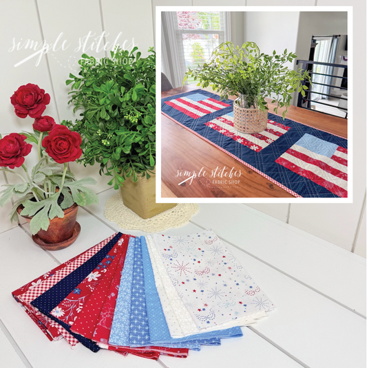 Stars and Stripes Table Runner Kit - Floral Backing
