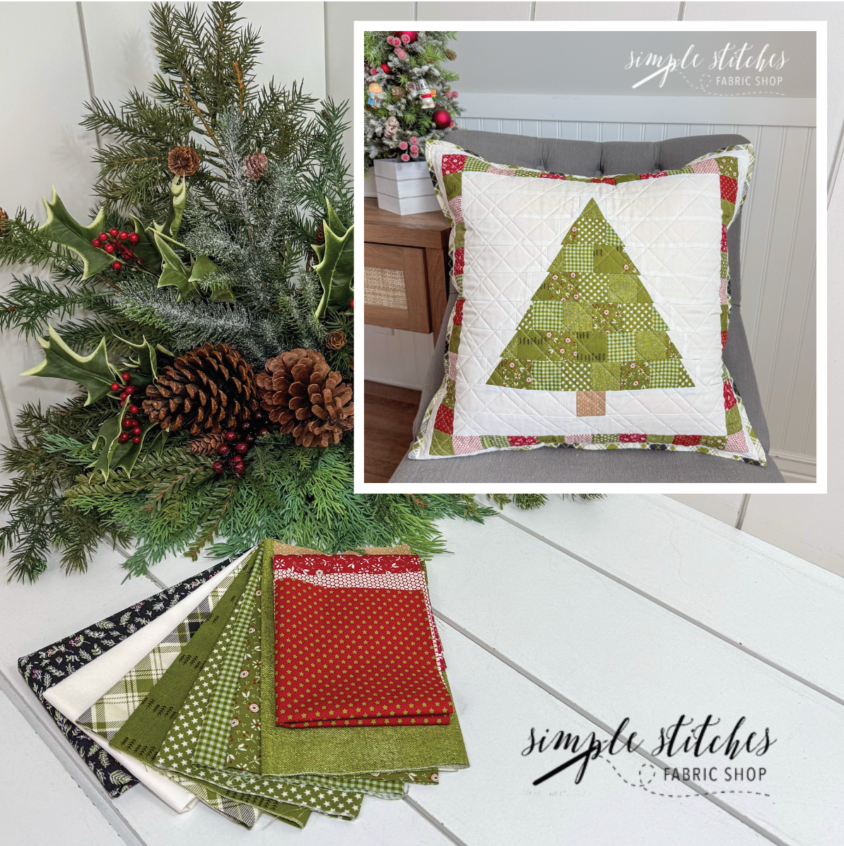 Chilly Christmas Tree Pillow Kit - Black Backing