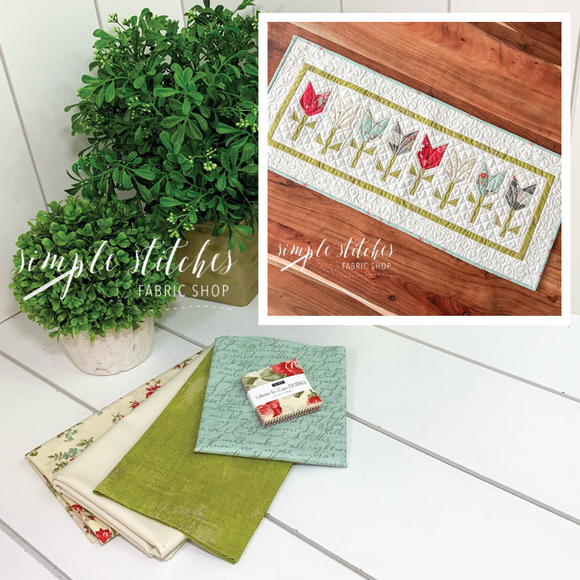 Etchings Tulip Table Runner - Floral Backing