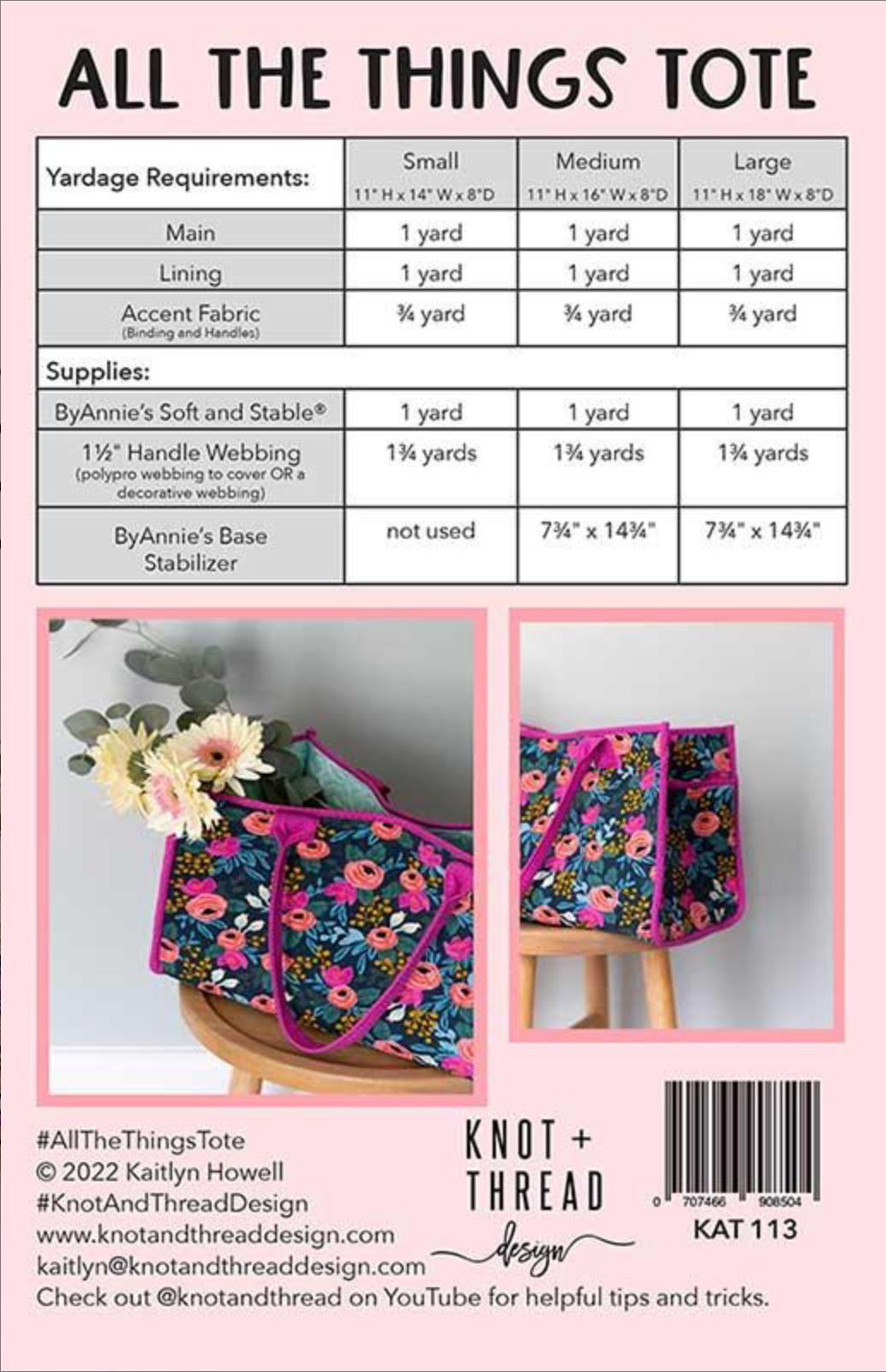 All the Things Tote Paper Pattern by Knot And Thread