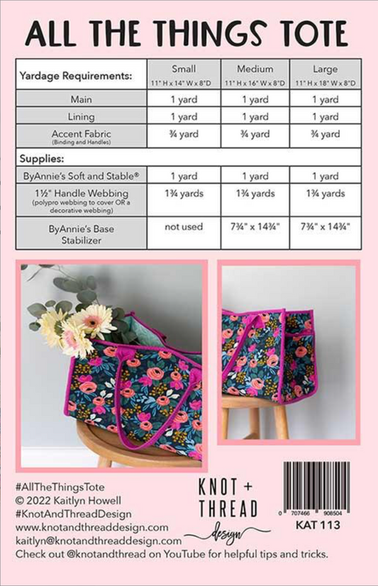 All the Things Tote Paper Pattern by Knot And Thread