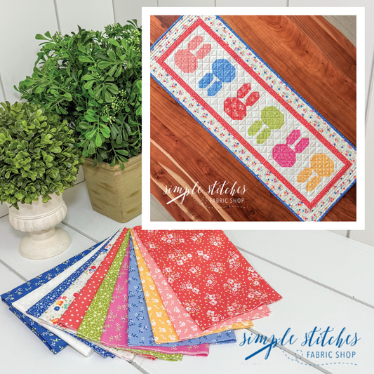Bunny Ear Boulevard Runner - Blue Small Floral Backing