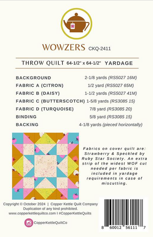 Wowzers Paper Pattern by Copper Kettle Quilt Company