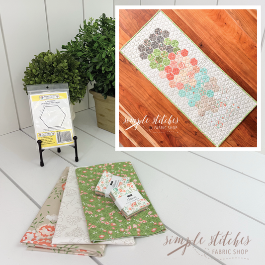 Abloom Hexie Runner Kit - Tan Floral Backing