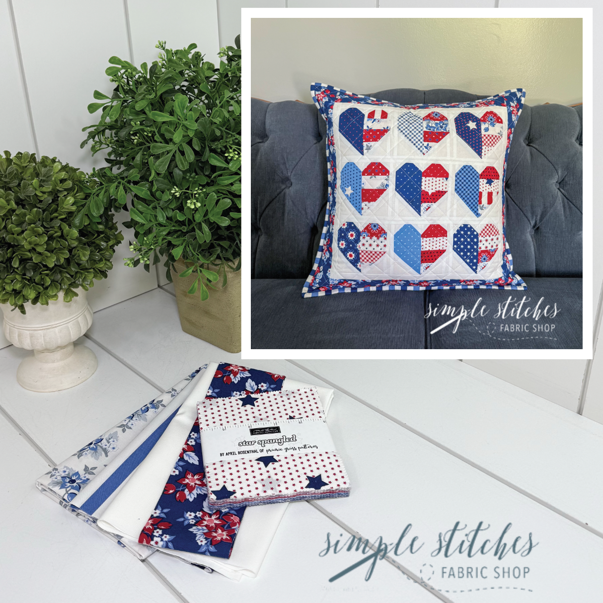 Heartstrings Pillow Kit - White Floral Backing