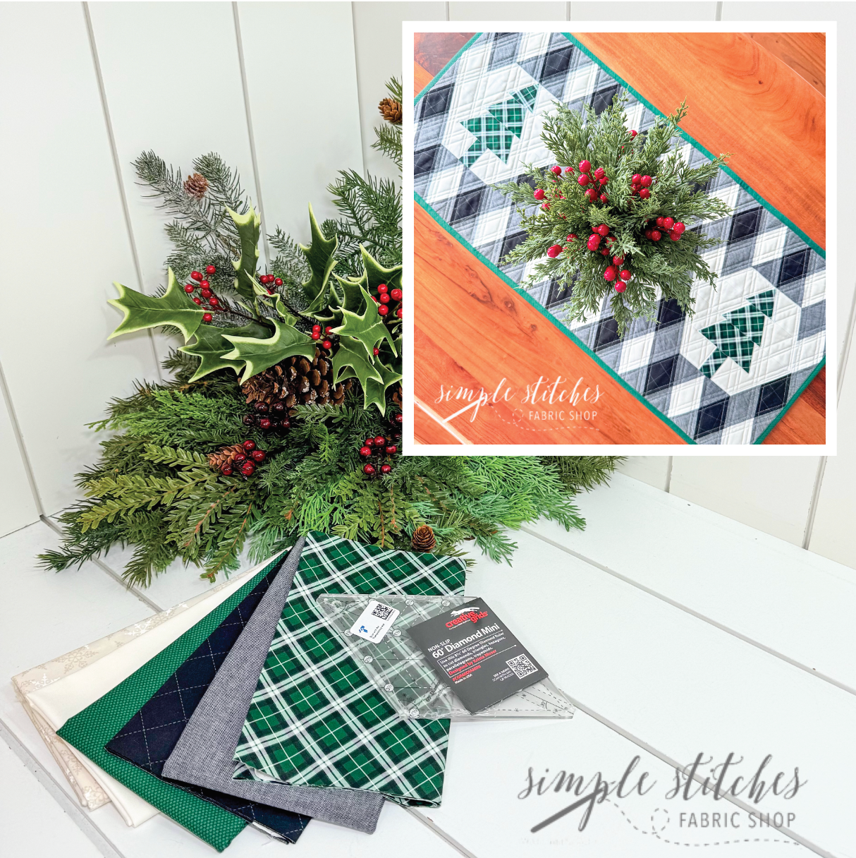 Buffalo Lodge Runner- Snowflake Backings