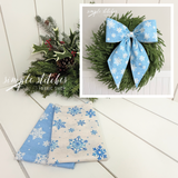 Vintage Charm Bow - Blue Snowflakes