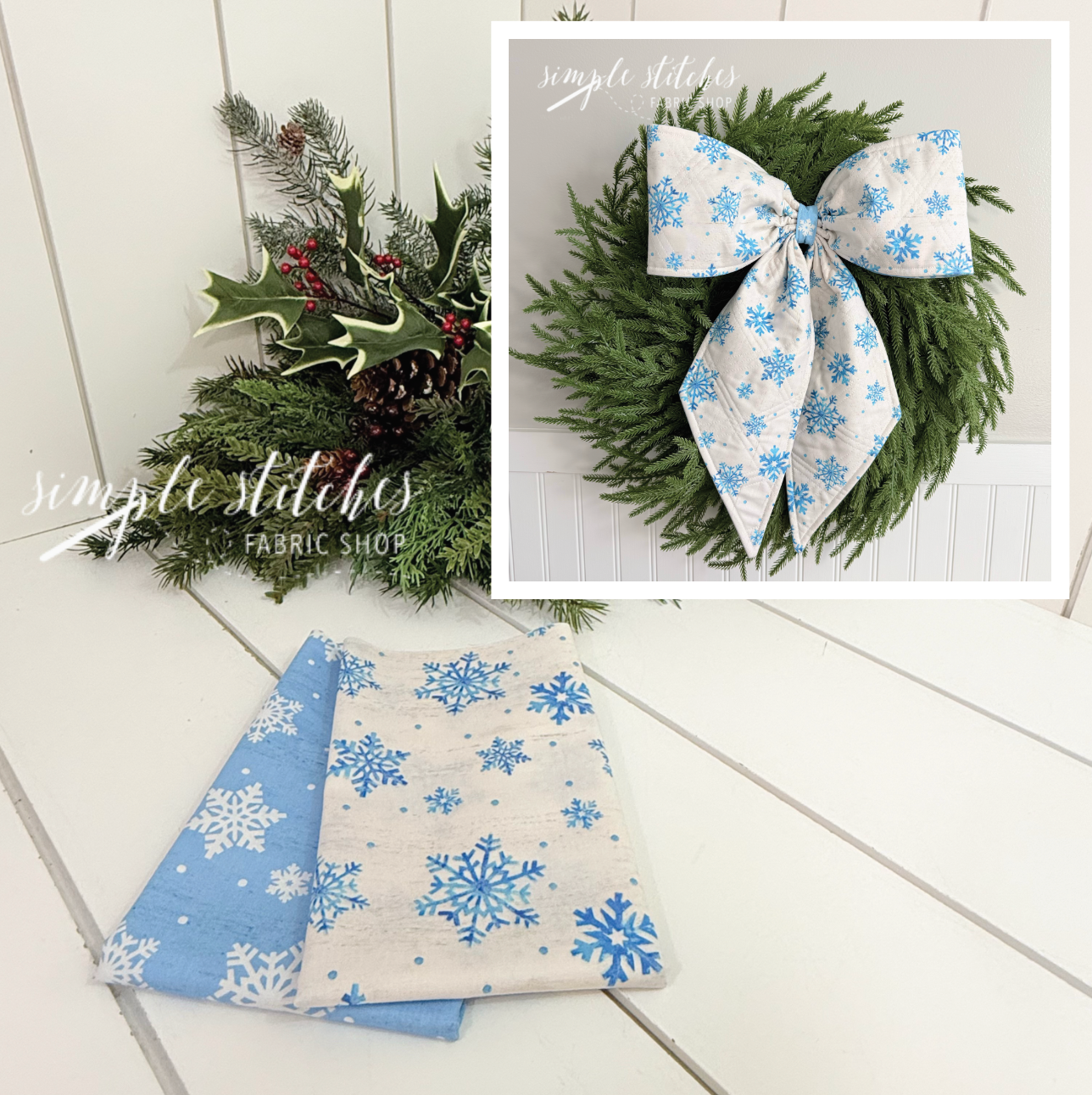 Vintage Charm Bow - White Snowflakes