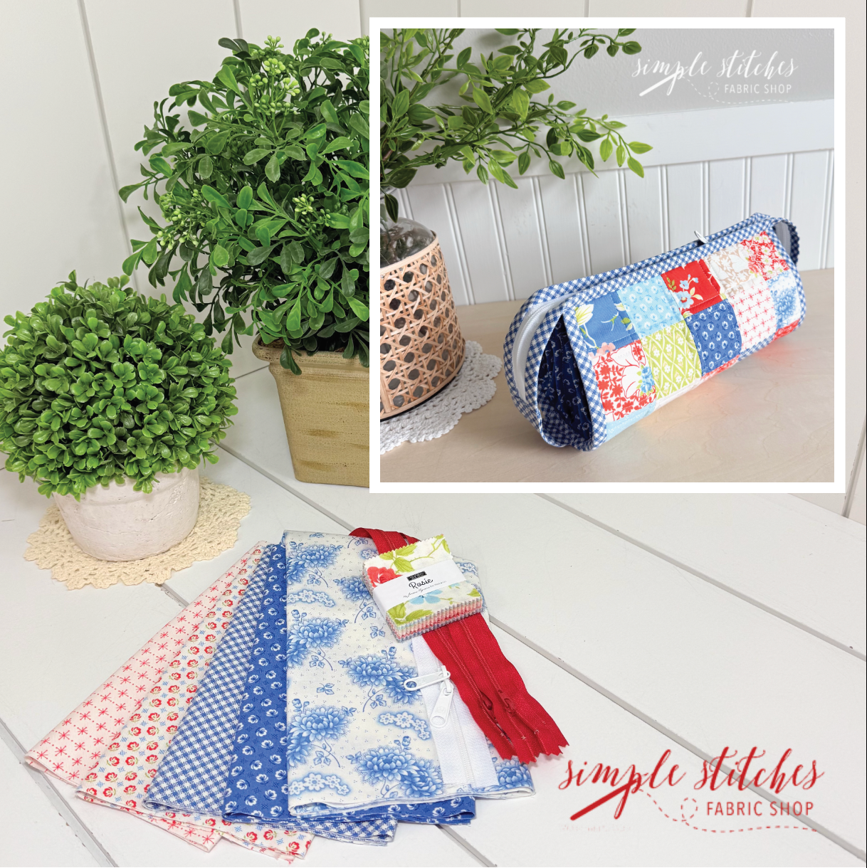 Rosie Sew Together Bag- Red Zipper
