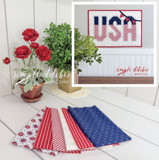 Vintage USA Pillow Kit - Red Flowers Backing