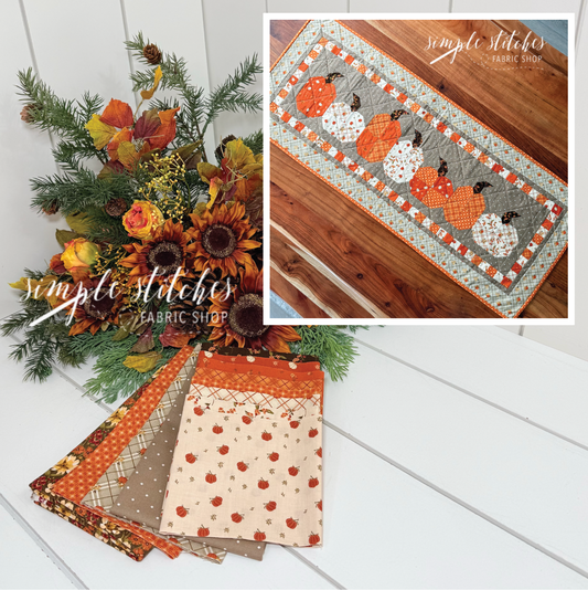 Bountiful Pumpkins In A Row Runner Kit - Green Backing