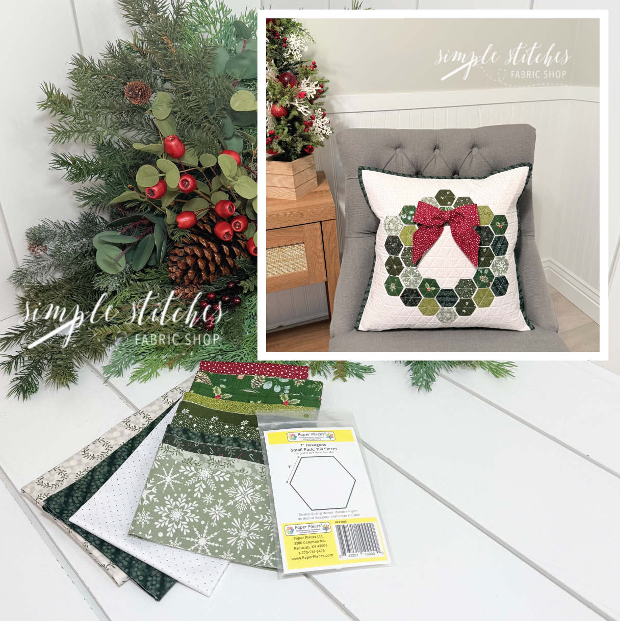 A Hexie Christmas Pillow Kit