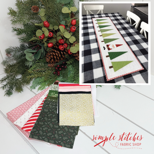Santa in the Trees Table Runner Kit- Red Backing