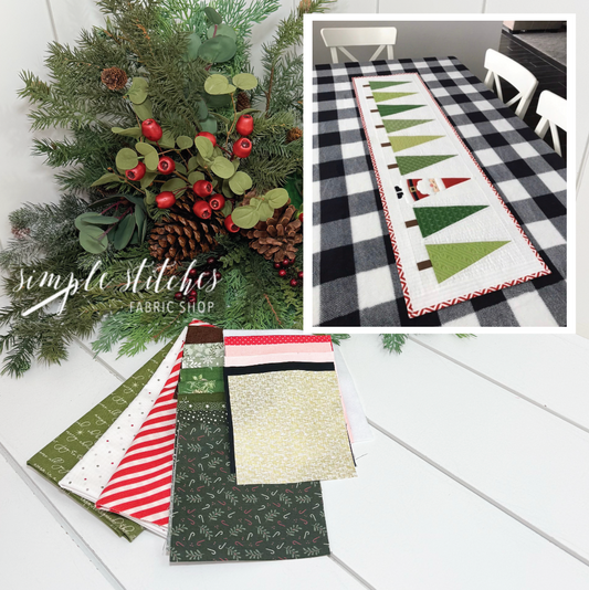 Santa in the Trees Table Runner Kit- Green Backing