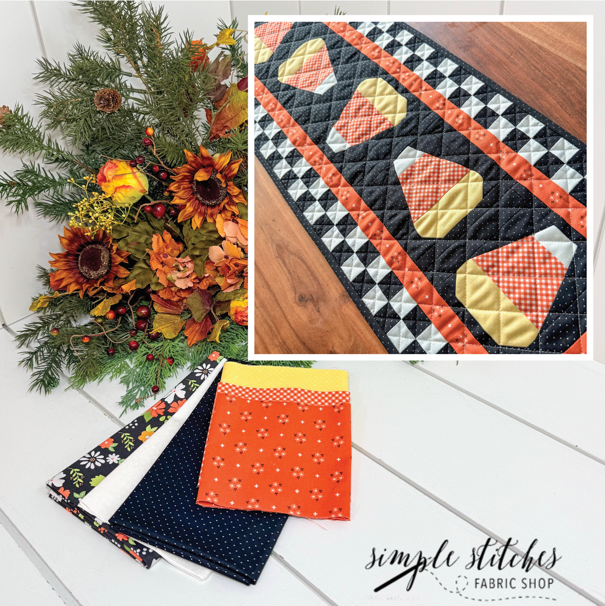 Candy Corn Season Runner Kit- Black Backing