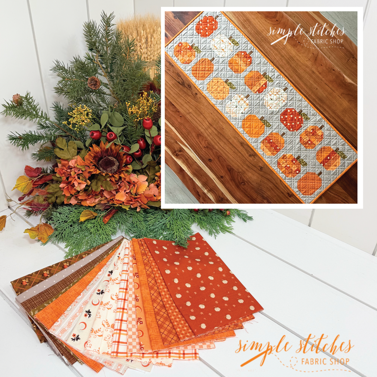Pumpkins MINI Runner Kit - Plaid Backing