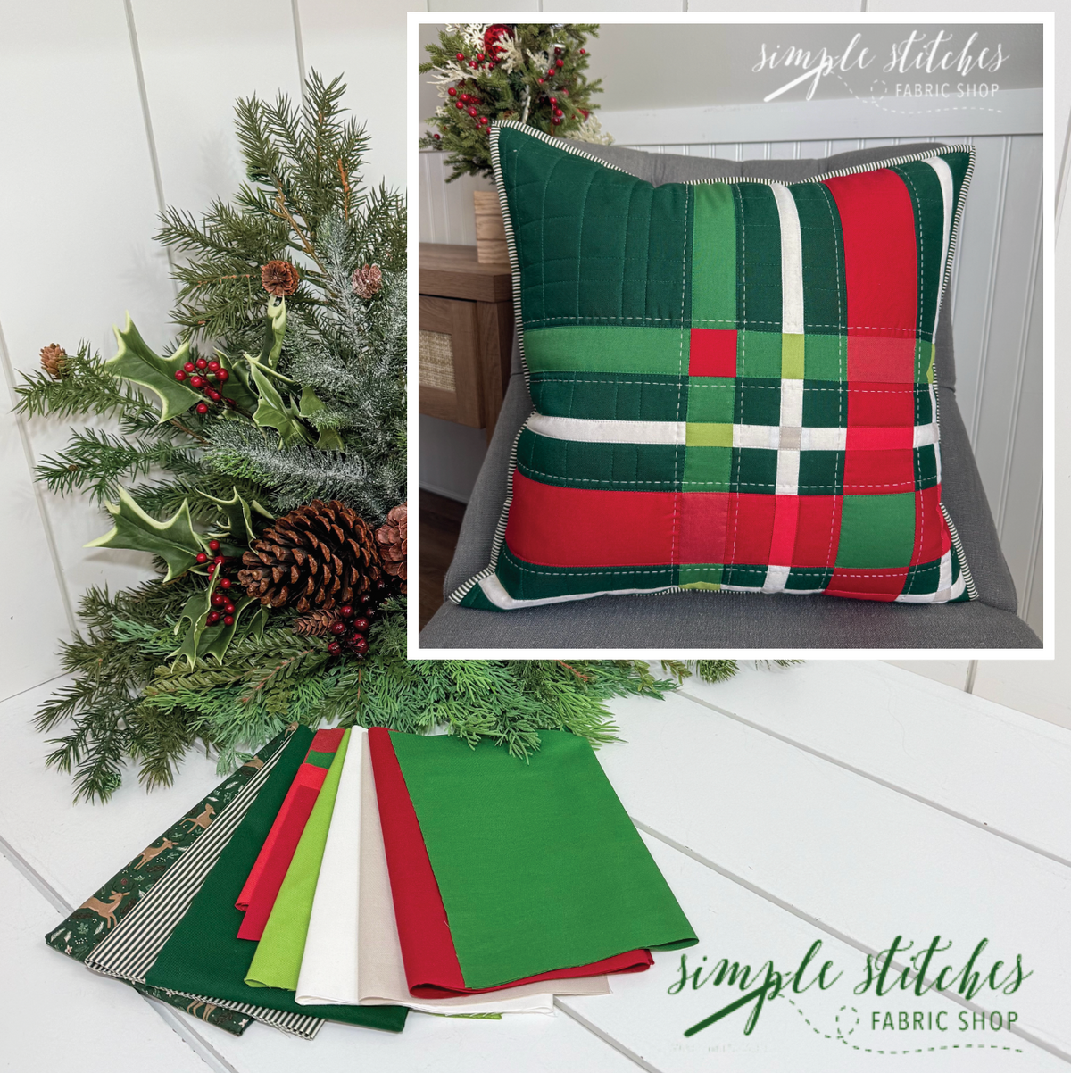 Upscale Plaid Pillow Kit - Green Backing
