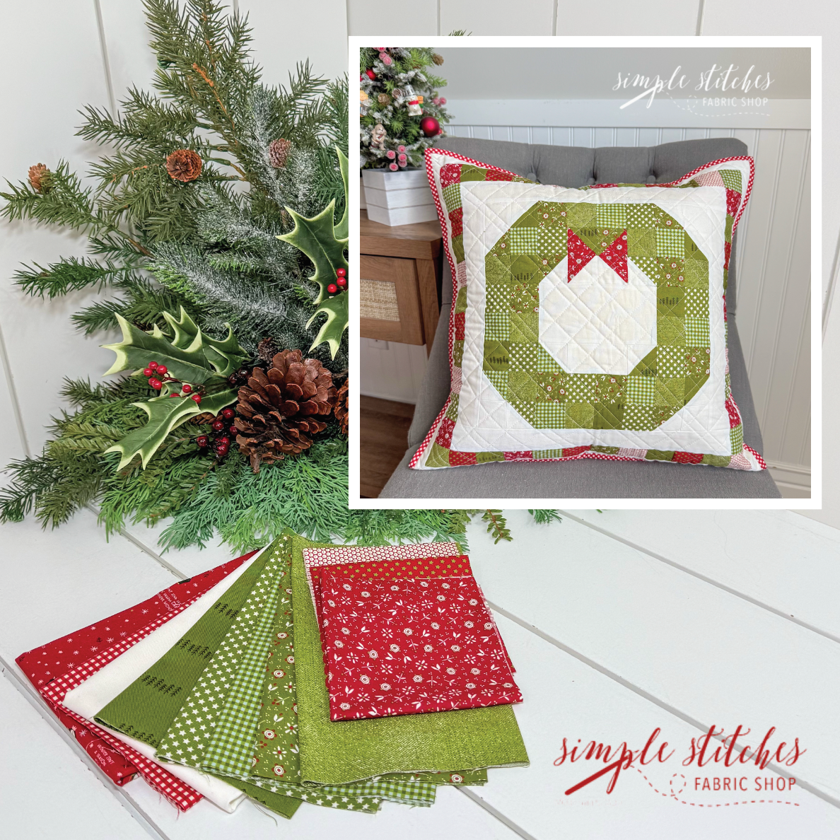 Chilly Christmas Wreath Pillow Kit
