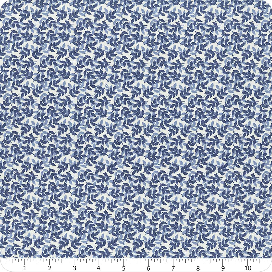 With a Flourish Leaves Denim Yardage for RBD-C12734 DENIM - PRICE PER 1/2 YARD