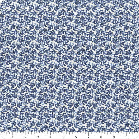 With a Flourish Leaves Denim Yardage for RBD-C12734 DENIM - PRICE PER 1/2 YARD
