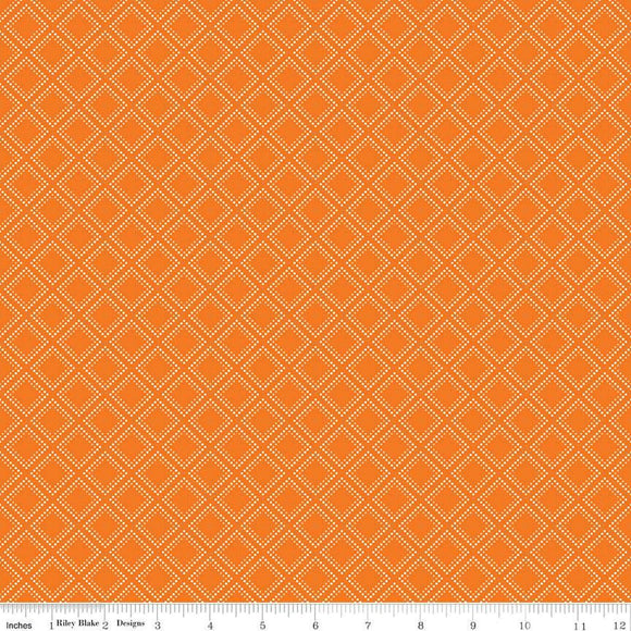 Adel in Summer Grid Orange Ydg for RBD C13397 ORANGE - PRICE PER 1/2 YARD