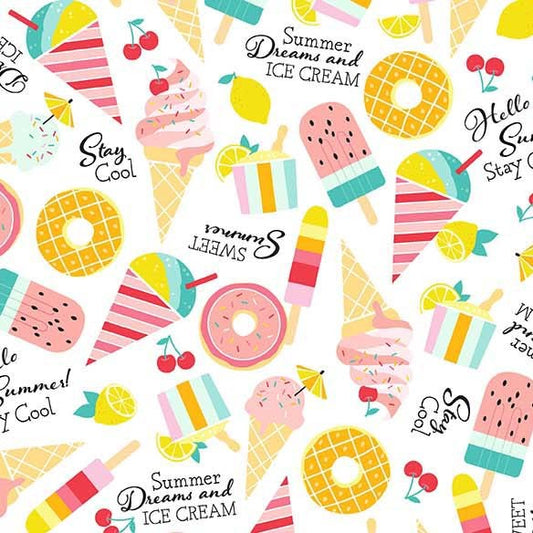 Hello Summer Summer Crush White Ydg for Michael Miller - CX11171-WHIT-D - PRICE PER 1/2 YARD