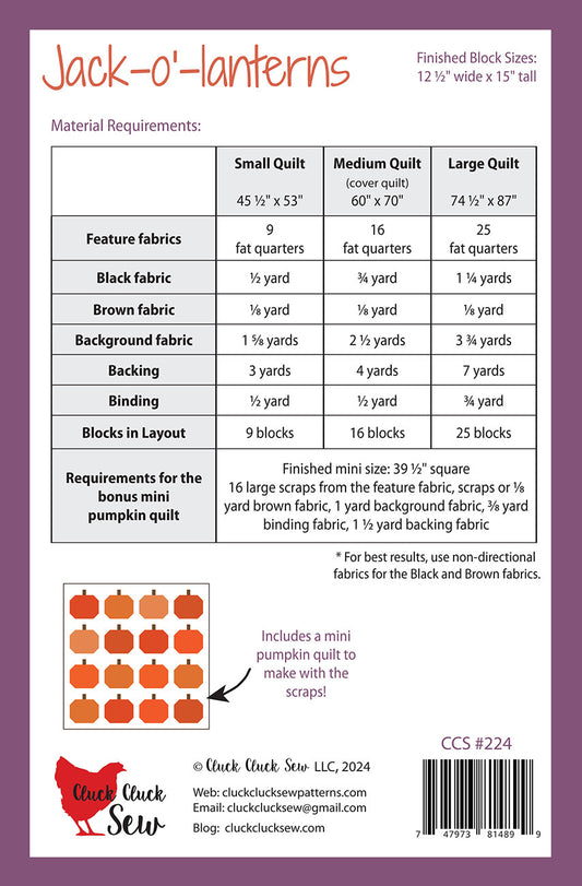 Jack-o'-lanterns Pattern by Cluck Cluck Sew