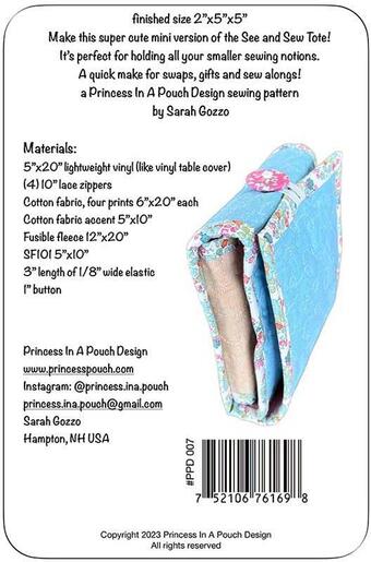 See and Sew Mini Paper Pattern by Princess Pouch Design