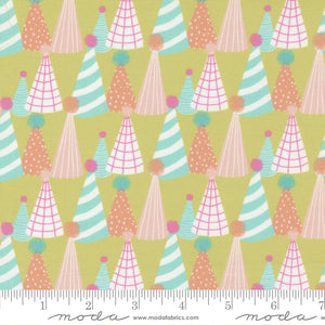 Soiree Paper Hats Lime Yardage for Moda - 13375 22 - PRICE PER 1/2 YARD