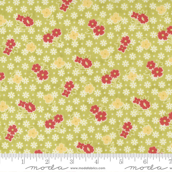 Stitched Bloomers Floral Grass Yardage by Fig Tree & Co. for Moda - 20432 13 - PRICE PER 1/2 YARD