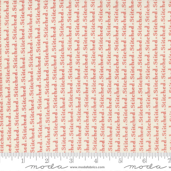 Stitched Etched Text Vanilla Persimmon Yardage by Fig Tree & Co. for Moda - 20437 11 - PRICE PER 1/2 YARD