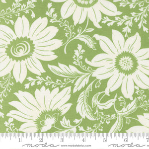 Christmas Stitched Poinsettia Large Floral PIne Yardage for Moda - 20440 12 - PRICE PER 1/2 YARD