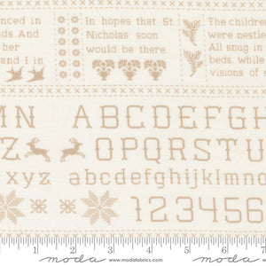 Christmas Stitched Sampler Christmas Text Snow Linen Ydg for Moda - 20441 21 - PRICE PER 1/2 YARD