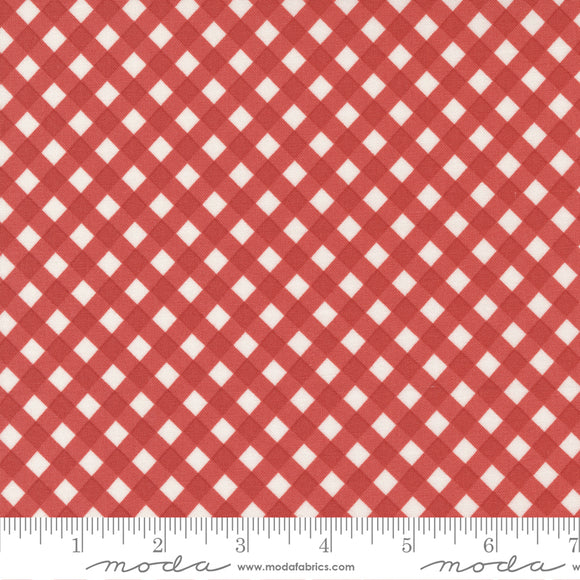 Christmas Stitched Chunky Gingham Pomegranate Ydg for Moda - 20443 15 - PRICE PER 1/2 YARD