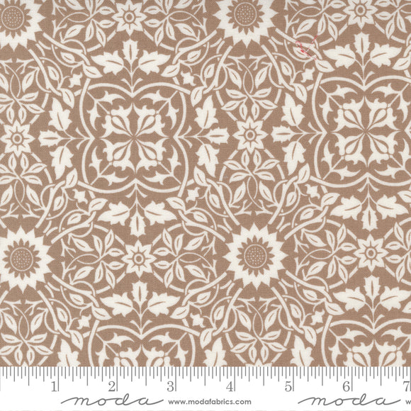 Christmas Stitched Tapestry Damask Pinecone Ydg for Moda - 20446 17 - PRICE PER 1/2 YARD