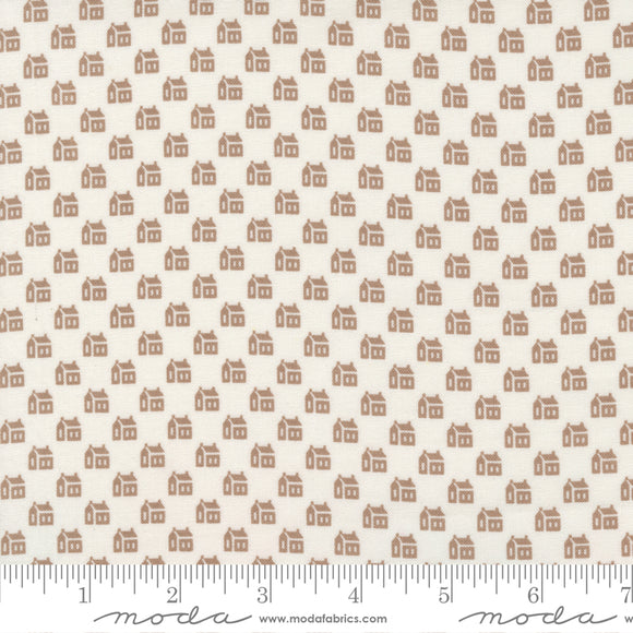 Christmas Stitched Little Schoolhouse Snow Pinecone Ydg for Moda - 20447 21 - PRICE PER 1/2 YARD