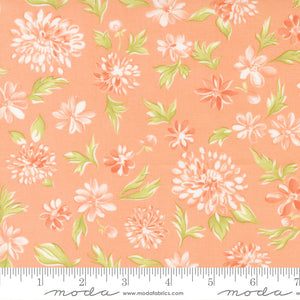 Cinnamon and Cream Mums Florals Peach Yardage for Moda - 20451 19 - PRICE PER 1/2 YARD