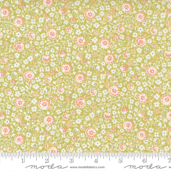 Cinnamon and Cream Fall Medley Small Floral Olive Yardage for Moda - 20453 16 - PRICE PER 1/2 YARD