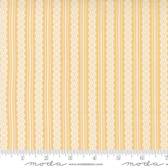 Buttercup & Slate Lacey Stripe Stripes Goldenrod Ydg for Moda -29157 12 - PRICE PER 1/2 YARD
