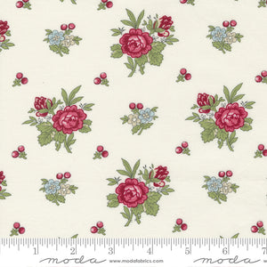 I Believe In Angels Floral Roses Snow Yardage for Moda 3003 11 - PRICE PER 1/2 YARD
