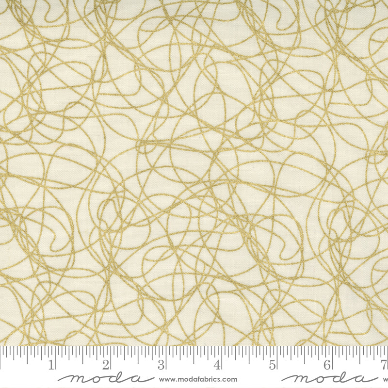 Whispers Metallic Tangles Texture Cream Gold Ydg for Moda - 33560 13MG - PRICE PER 1/2 YARD