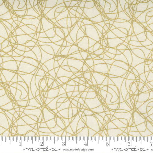 Whispers Metallic Tangles Texture Cream Gold Ydg for Moda - 33560 13MG - PRICE PER 1/2 YARD